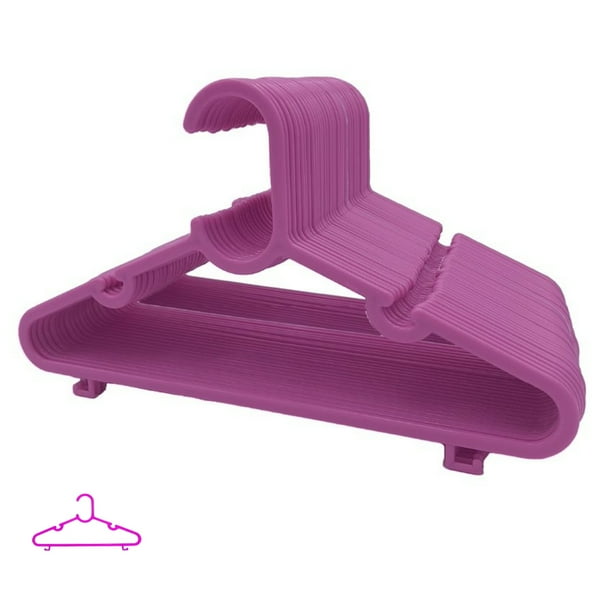 50 Ganchos Para Ropa Infantil de Plástico Premium ZOMILUX Perchas de Niña Antideslizantes Rosa