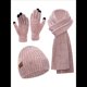 thumbnail image 3 of Conjunto de 3 Piezas de Gorro, Bufanda y Guantes de Punto Universales de Invierno para Adultos, Mujeres y Hombres. Rosa Talla Única, 3 of 7