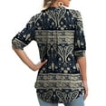 thumbnail image 3 of GingDin Womens Plus Size Shirts Floral 3/4 Roll Sleeve V Neck Henry Blouse Top M-4XL, 3 of 4