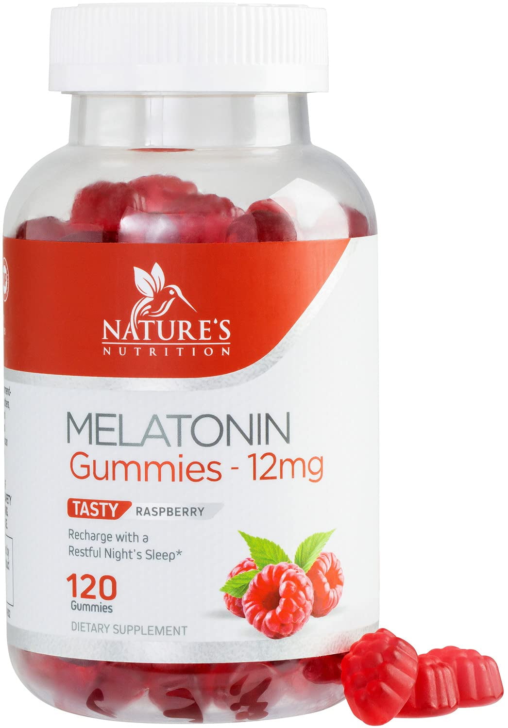 Nature's Nutrition Melatonin Gummies Non Habit Forming Restful Sleep, 12 mg, 120 Gummies