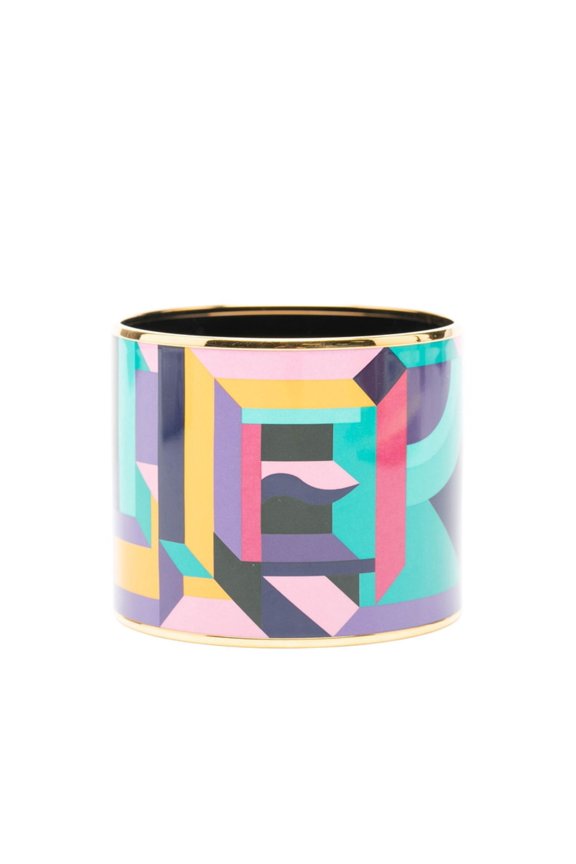 Pre-Owned Hermes Enamel Cloisonn Bracelet Bangle Gold Multicolor Plated Women's HERMES