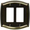thumbnail image 1 of Baldwin 4797050 Rope Design Double Rocker GFCI Solid Brass Switch plate - Satin Brass & Black, 1 of 1