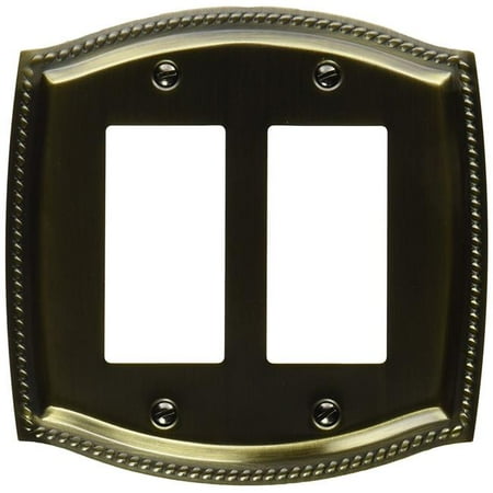 Double Gfci Solid Brass - Rope Design Double Rocker GFCI Solid Brass Switch plate - Satin Brass & Black