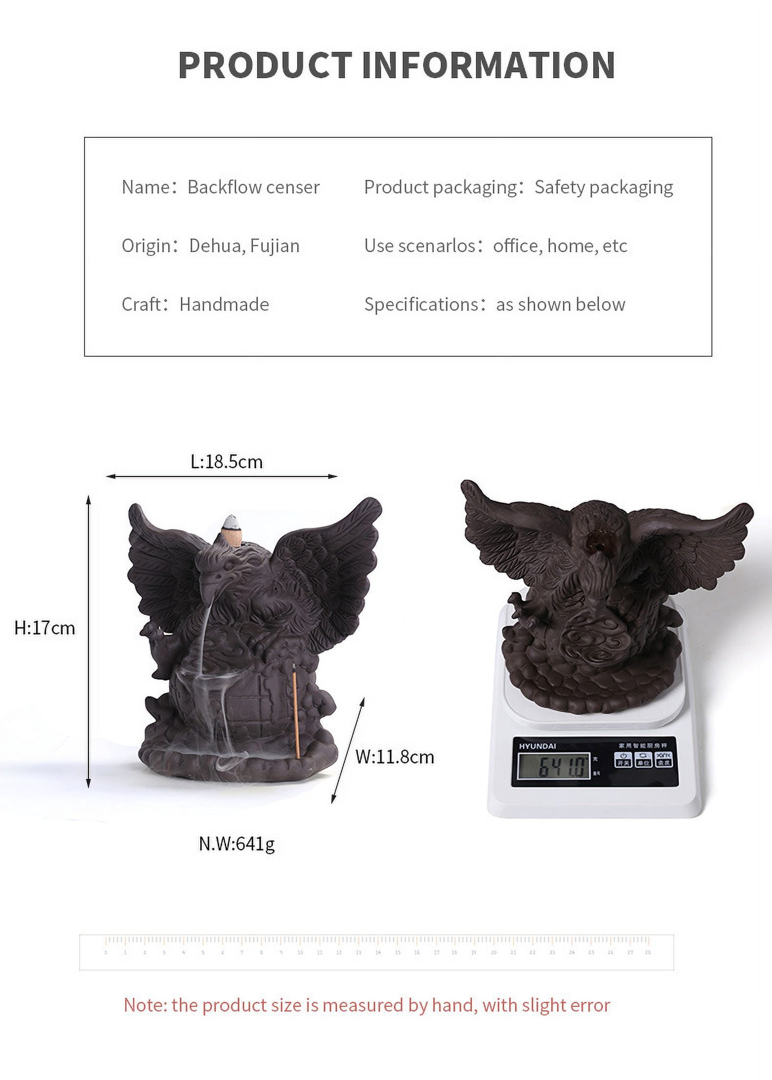 Purple Sand Creative Eagle Backflow Incense Burner Smoke Waterfall Incense Holder Office Teahouse Room Decoration Crafts