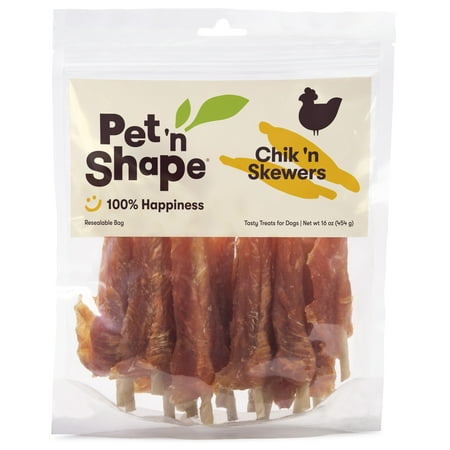 UPC: 0032657108167 | Pet n Shape Chik n Skewers – Chicken Wrapped Rawhide Chew Dog Treats – 1 Pound — Healthy Dog Treats
