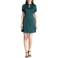 thumbnail image 2 of MODA NOVA Junior's Wear to Work Elegant Short Sleeves Satin Dress with Belt, 2 of 5