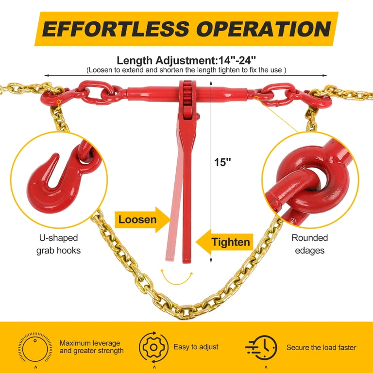 Heavy Duty Load Binder 5400 Lbs Ratchet Chain Binder, 5/16 In X 10 Ft ...