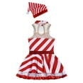 thumbnail image 4 of HYwys Girls Christmas Costume Mrs Santa Cosplay Candy Cane Striped Tutu Leotard Dance Dress Outfits Red B 8, 4 of 7