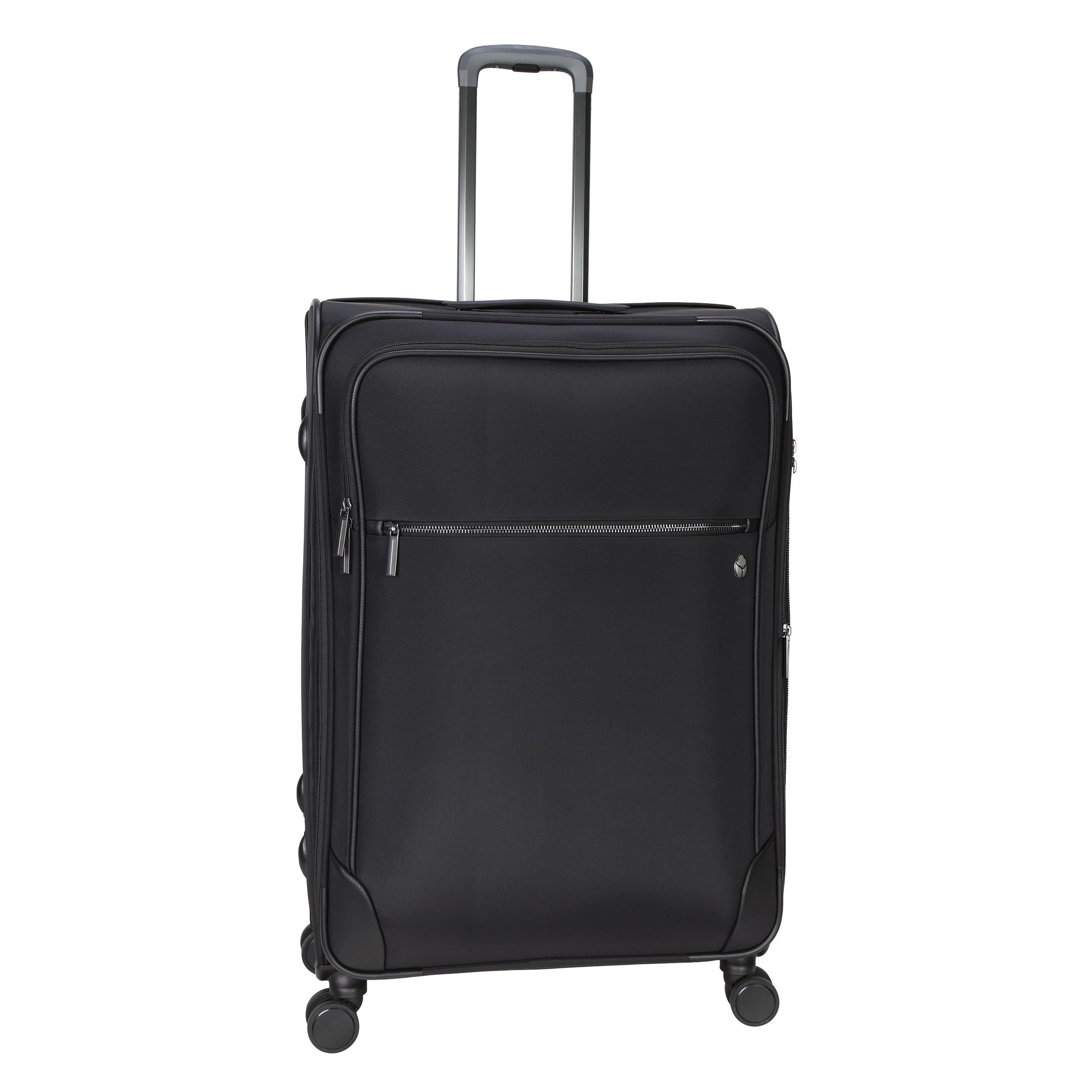 BTL 28-inch Checked Expandable Nylon Softside Upright Luggage With 360-Spinner Wheels and Divider Pockets, Black