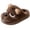Slippers # Coffee, variant on Fluffy Slippers for Women Closed Toe Cute 3D Animal Bear Face Plush Slip On Winter Warm House Shoes Novelty Bedroom Scuffs