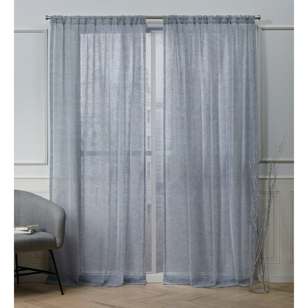 Nicole Miller Belfry Sheer Rod Pocket Top Curtain Panel Pair 50x96 Denim Com Nicole Miller Belfry Sheer Rod Pocket, Rod Pocket Top Curtain Panel