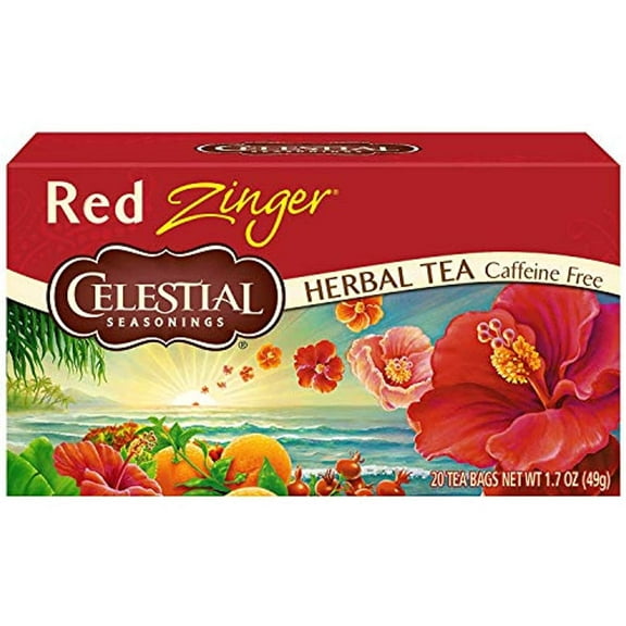 Celestial Seasonings Tea No Caffeine Herbal Tea, Red Zinger 20 Ea (Pack Of 2)