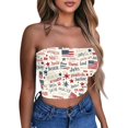 thumbnail image 2 of Stralyhd July 4th Celebration Women Tube Top Summer Cute Crop Tank Going Out Bandeau Backless Slim Fit Beach Stretchy Tops for Vacation Beige L, 2 of 6