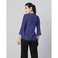 thumbnail image 3 of Moomaya Womens Solid Bell Sleeves Top, Round Neck Pleated Buttoned Viscose Top, 3 of 7