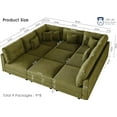 thumbnail image 2 of LLappuil Modular Sectional Sofa, 9 Seat Corduroy Sectional Sofa with Storage, 9 Back Cushion 9 Throw Pillow Green, 2 of 8