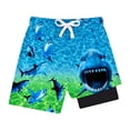 thumbnail image 2 of LIIPEE Boys Swim Trunks Kids Summer Fashion Sharks Print Drawstring Waist Double Layer Beach Shorts Cute Breathable Comfortable Casual Swimwear,9-10 Years, 2 of 4