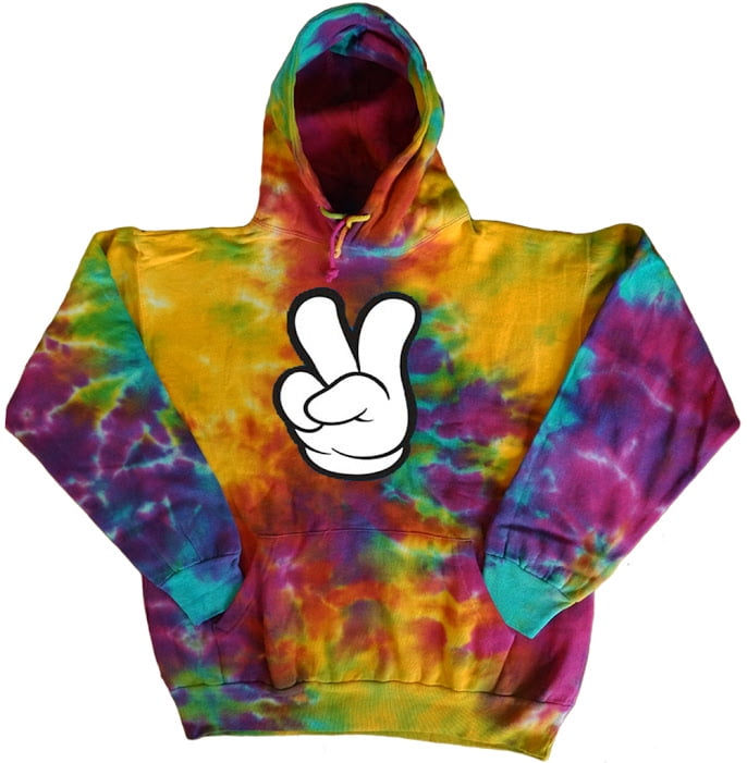 Men's tie dye sweatshirt hoodie Peace fingers design tye dyed shirt peace sign 