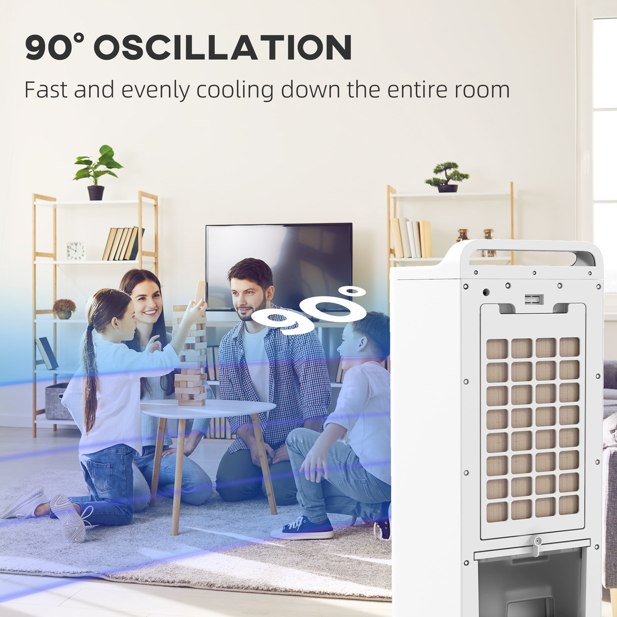 Mintazer 3-In-1 Evaporative Air Cooler with Ice Packs, Portable Air Cooling Fan with 1.3 Gal Water Tank, Remote & Timer for Home Office Garage, White