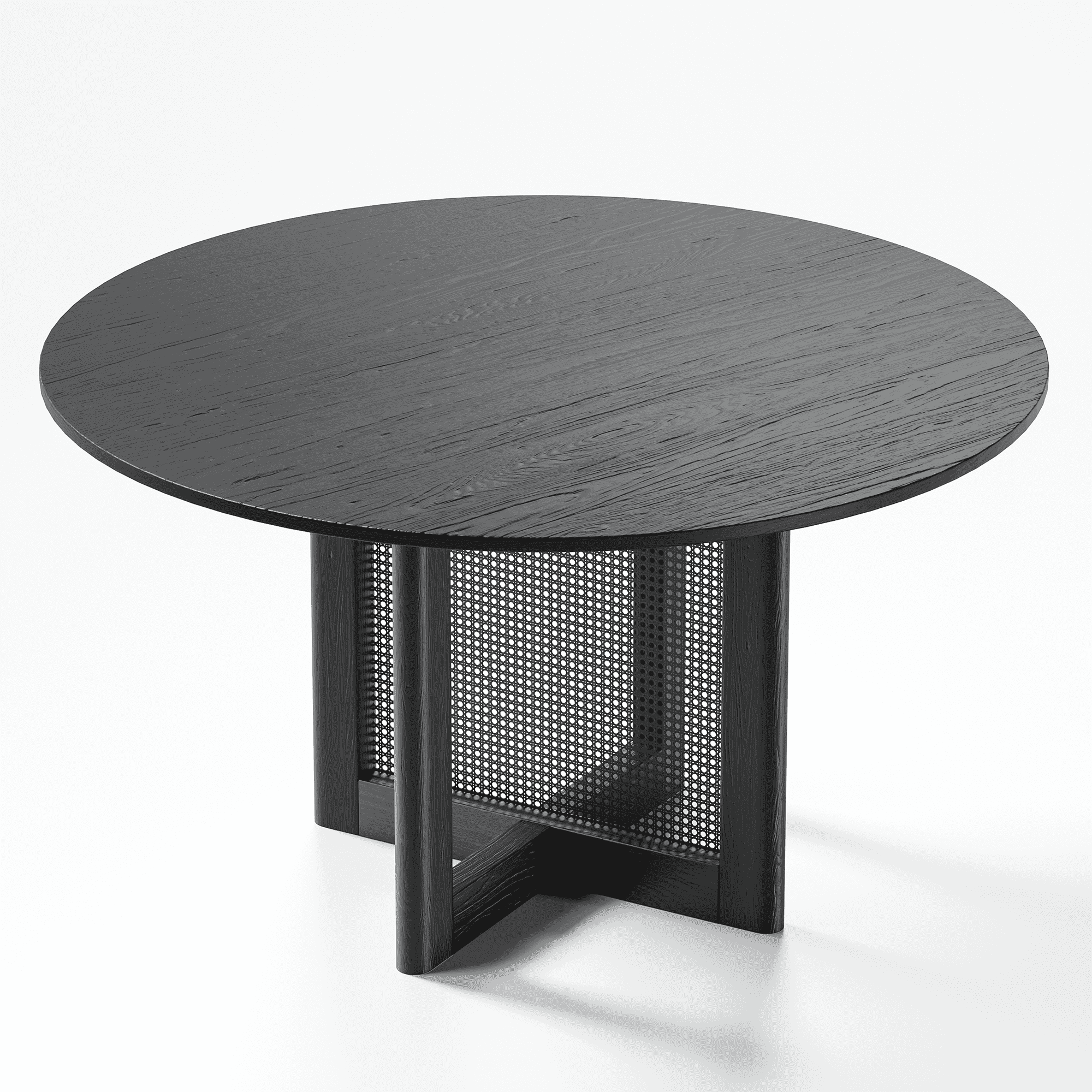 MAYEERTY 52” Rattan Round Dining Table, Black