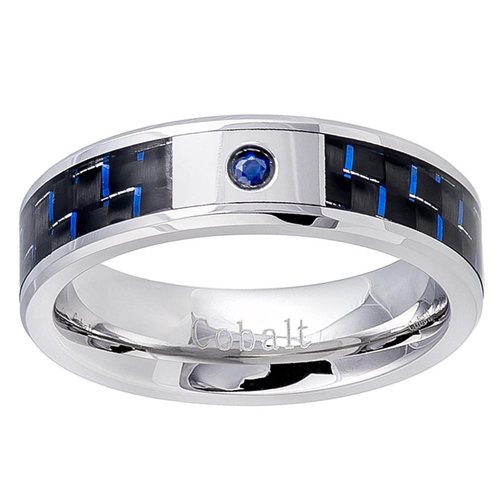 Pristine J Men Women Cobalt Wedding Band Ring 6mm 0.07ct