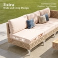 thumbnail image 4 of SUMMIT LIVING 4-Piece Outdoor Patio Conversation Set-All-Weather Rattan 4-Seat Sofa & 2 Armless Chairs with Washable Cushions & Acacia Wood Top Coffee Table for Porch & Balcony, Beige, 4 of 9