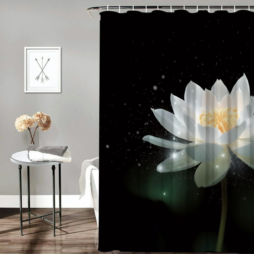 PRATYUS Flowers Sparkle Hologram Shower Curtain Waterproof Bath Decor for Kids with Hooks Set, Polyester Fiber Bathroom Decorative Curtain Variety Sizes 60"x72