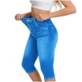 thumbnail image 2 of Admvng Faux Denim Capris for Women High Waist Stretchy Cropped Workout Pants, 2 of 5