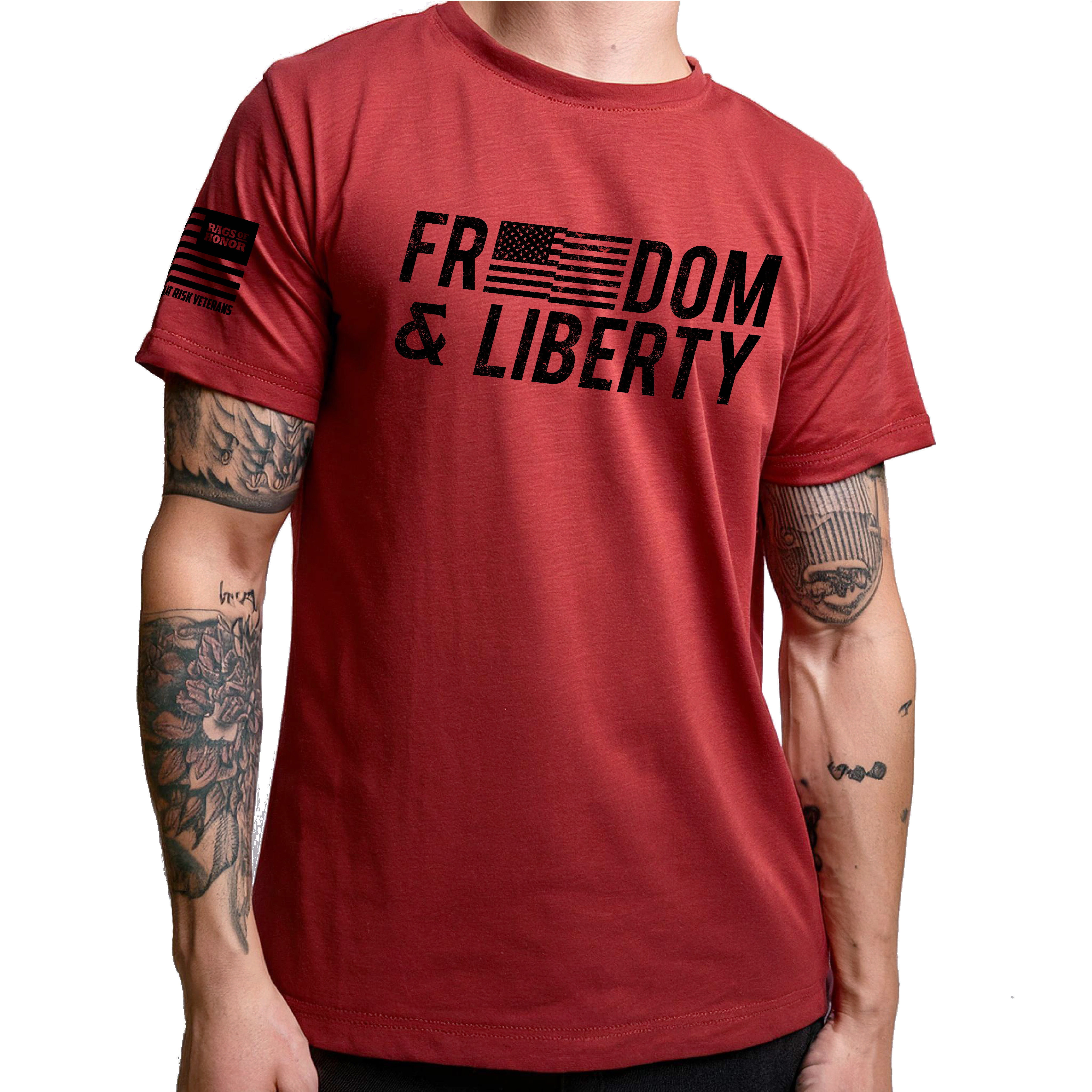 Rags of Honor All Gender Short Sleeve Patriotic Freedom and Liberty Graphic Tee Shirt, Men's Sizes S-5XL