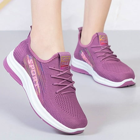 

HIBRO Ladies Shoes Fashion Comfortable Lace Up Mesh Breathable Casual Sneakers