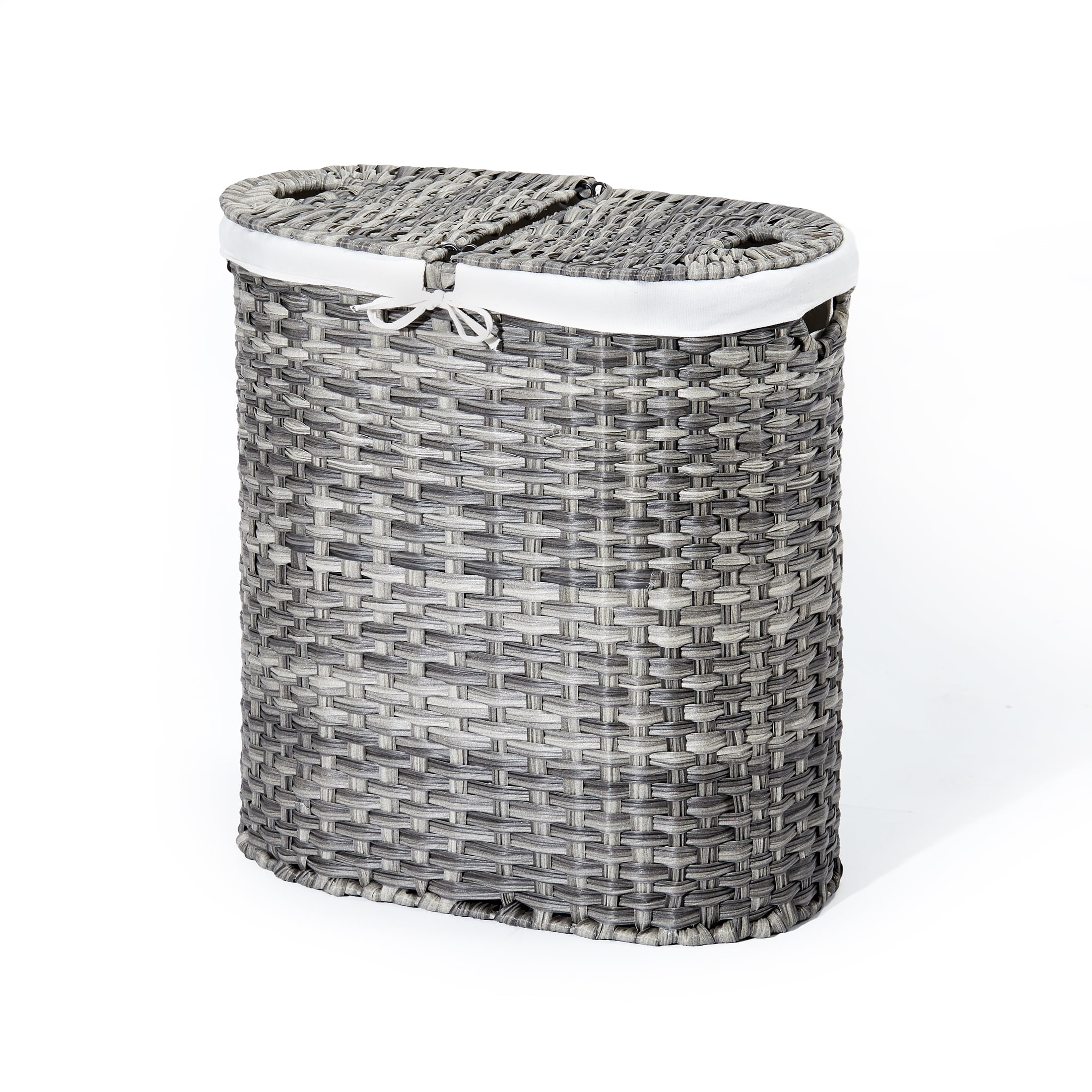 Mindspace Double Laundry Hamper with Lid and Removable Mesh Bags 