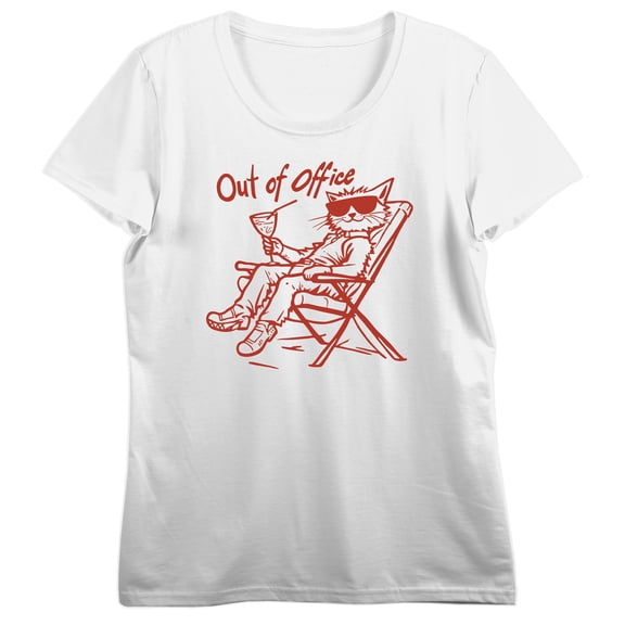 Out Of Office Women's White Crew Neck Short Sleeve T-shirt-XL