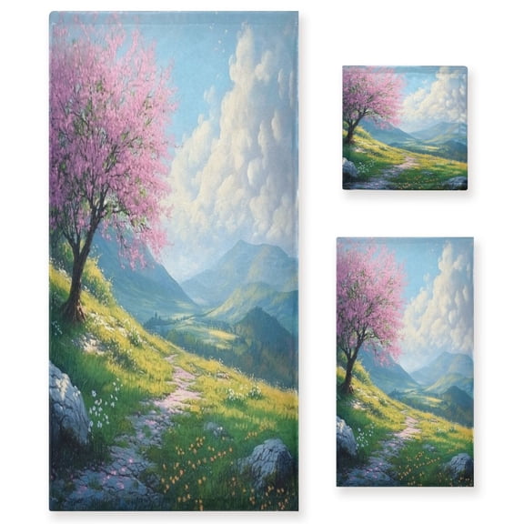Three-Piece Towel Set Face Towel Towel Set Hand Towel Bath Towel Cotton Bath Towels Bath Towel Sets Hand Bath Towels Spring Road