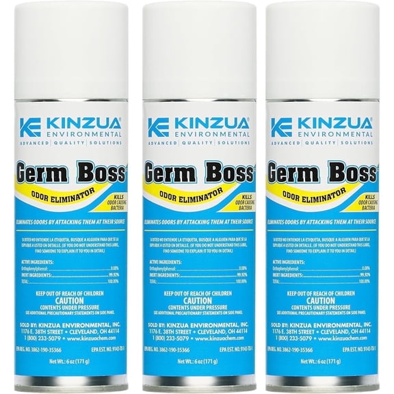Kinzua Environmental Germ Boss Odor Eliminator Fogger, Fast-Acting Mold & Smell Control, Fresh Scent, 6oz, Pack of 3