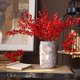 thumbnail image 4 of Bayas rojas artificiales con tallos, 6 tallos, bayas de acebo, flores falsas, fruta, Navidad, Festival de Primavera, jarrón con arreglo floral, 4 of 5