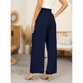 thumbnail image 6 of Gleelaud Women's Wide Leg Pants with Pockets Lightweight High Waisted Adjustable Tie Knot Loose Trousers Navy Blue, 6 of 7