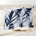 thumbnail image 3 of Navy Blue Palm Leaf Outdoor Waterproof Pillow Covers, Botanical Vintage Tropical Leaves Decorative Square Throw Pillowcase Sofa Cushion Sham for Patio/Couch/Chair, 16"x16" 2 Pack, 3 of 8