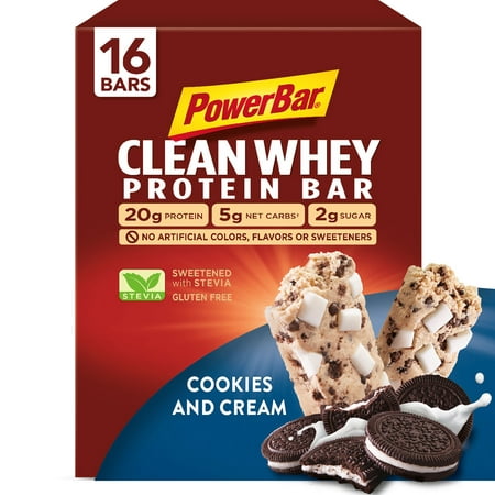 PowerBar Clean Whey Bar, Cookies and Cream, 20g Protein, 16
