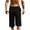 Black, variant on ZVNAΖH Men's Long Linen Shorts Below Knee Pocketed 3/4 Summer Drawstring Capri Pant Straight Leg Cropped Trousers