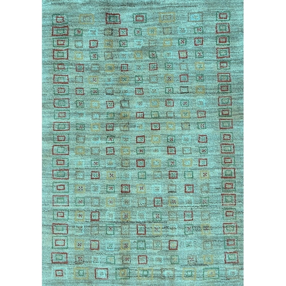 Ahgly Company Indoor Rectangle Abstract Light Blue Contemporary Area Rugs, 5' x 8'