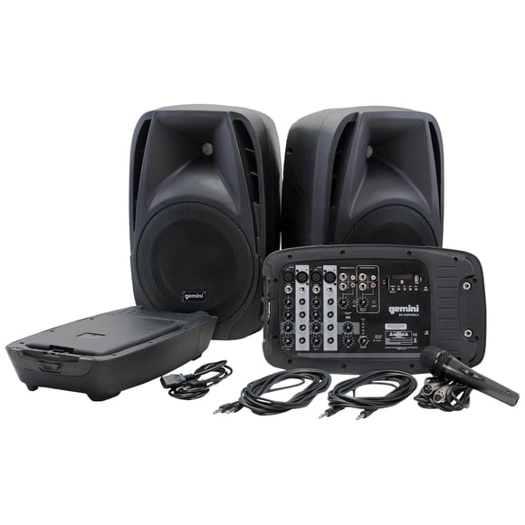Sistema PA portátil Gemini 600W con Bluetooth y mezclador