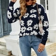 thumbnail image 6 of Women's Long Sleeve Crewneck Knit Sweater Printed Casual Loose Fit Fall Winter Pullover Jumper Sweaters Tops, 6 of 8