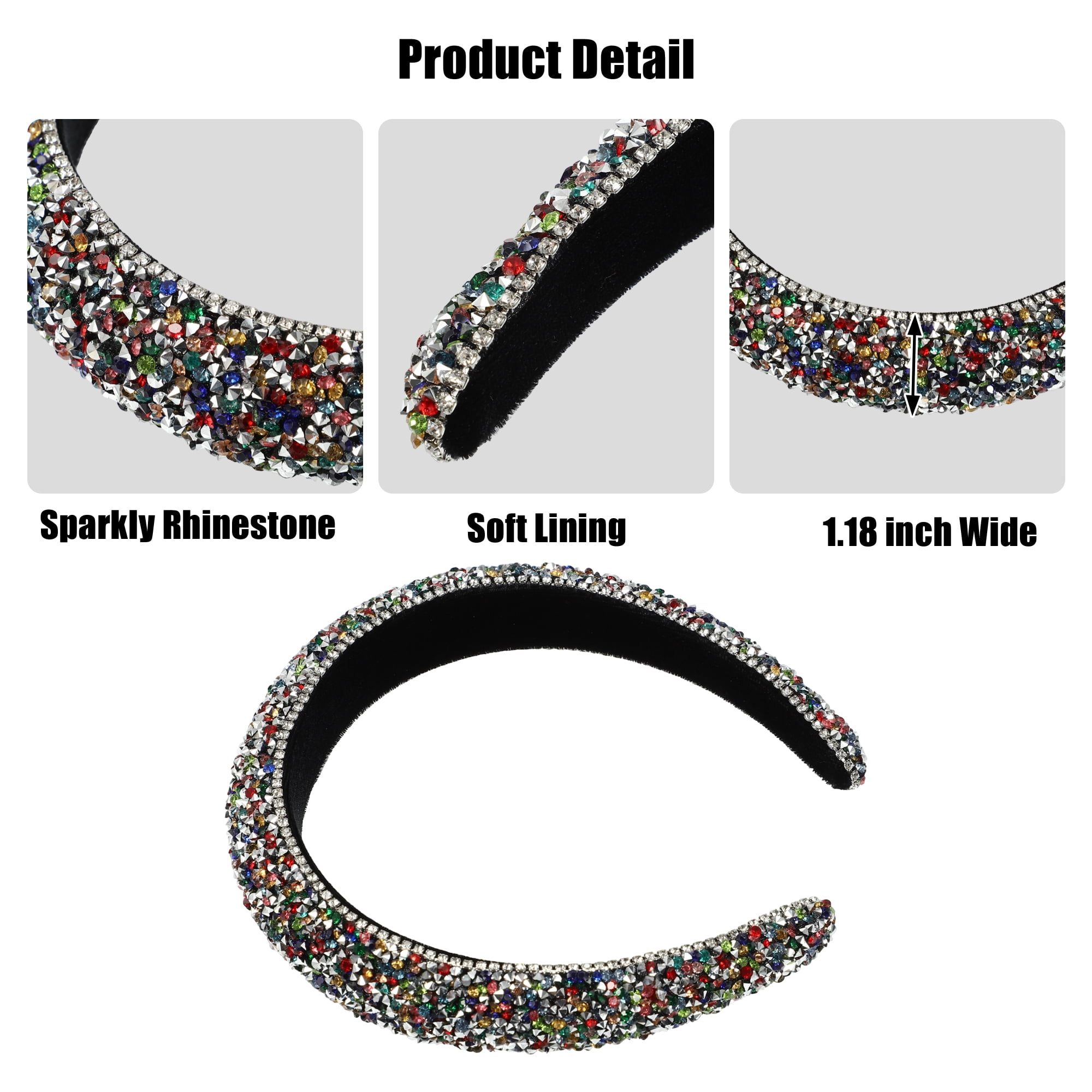 Unique Bargains Rhinestone Headband Hair Accessories for Women Multicolor