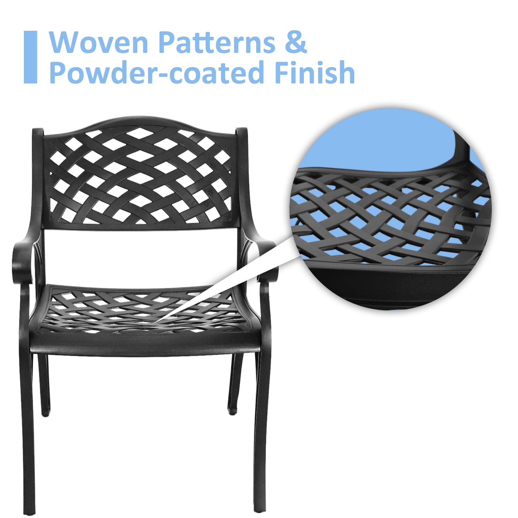 PATIO-IN 4-Piece Cast Aluminum Patio Chairs, Outdoor Dining Chairs with Arms, Weather-Resistant, Bronze for Garden Yard