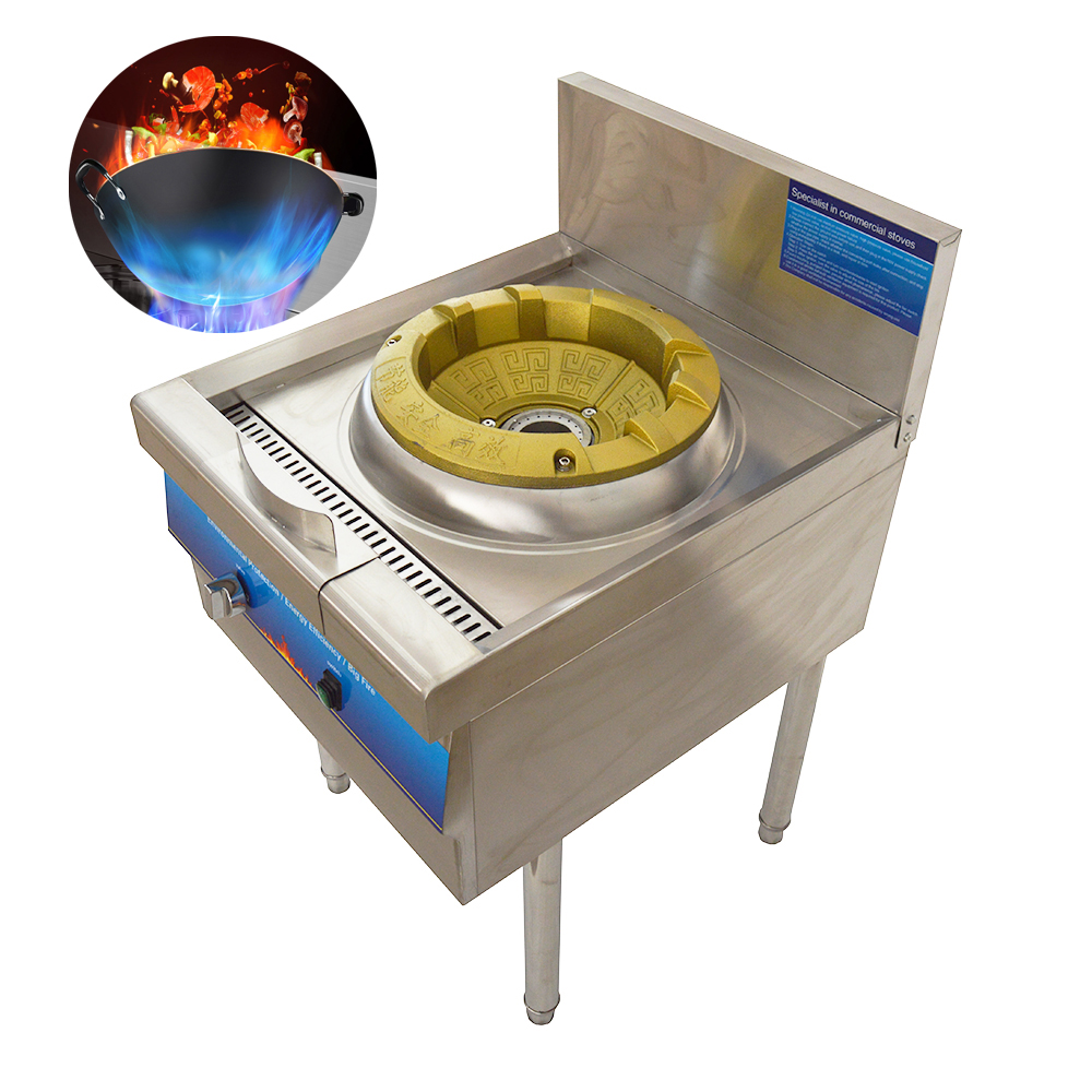 EQCOTWEA Commercial Single-head High Fierce Fire Stove Chinese Wok Range Gas Stove with Baffle