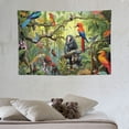 thumbnail image 3 of Chilfamy  Tropical Forest Tapestry Animal World Plants Orangutan Leopard Nature Animal Landscape Tree Tapestry Jungle Mountains Art Blanket 60x40 Inch Deco Living Room Tapestry, 3 of 7