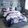 thumbnail image 2 of Erosebridal Watercolor White Wolf Family Print Twin Bedding Sets, Snowy Winter Bedding Comforter Set for Men and Women, Navy Reversible 7pcs, 2 of 6