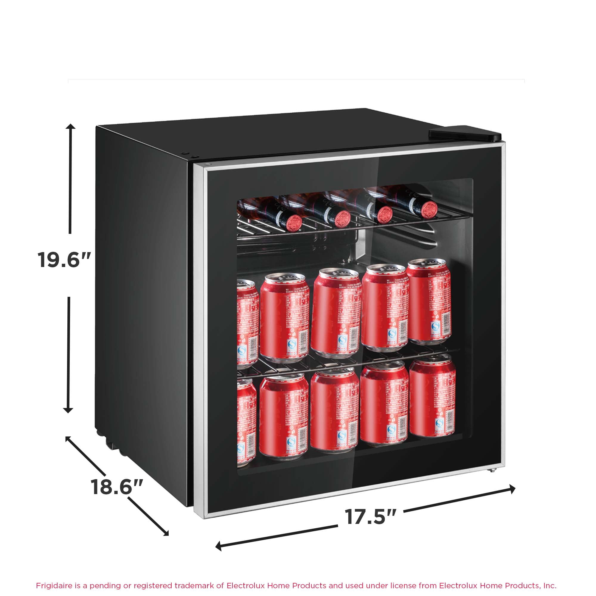 Frigidaire 70 Can Beverage Refrigerator, 1.6 Cu. ft. Glass Door Mini Fridge, Black EFMIS164
