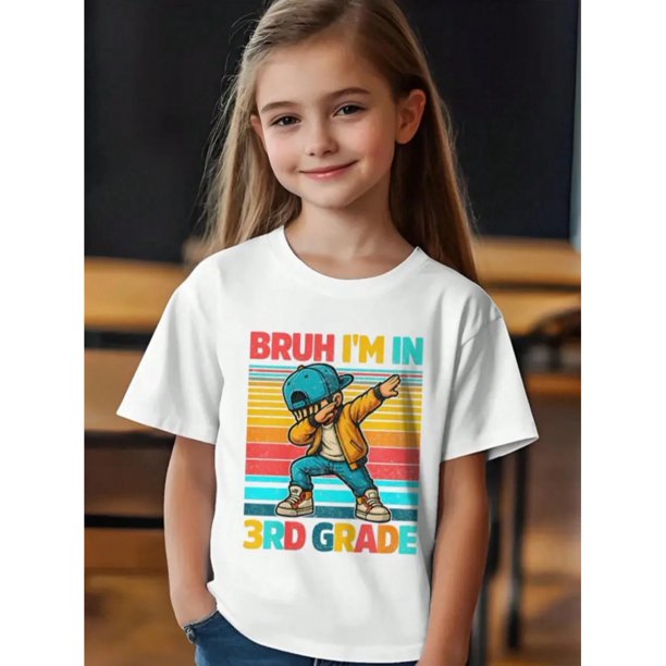Vintage Bruh im in 3rd Grade First Day School Dabbing Boys T-Shirt, 180g