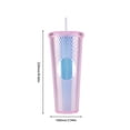 thumbnail image 2 of Vaso de plástico con pajita de 710 ml, vaso de agua de doble pared con tapa, taza de té de burbujas de gran capacidad para el hogar y el aire libre, 2 of 9