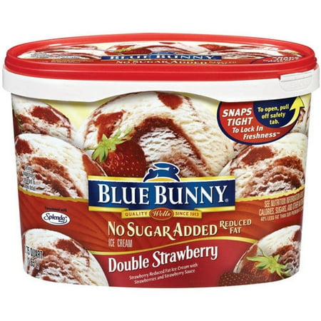 Blue Bunny Frozen Double Strawberry No Sugar Added Reduced Fat Ice